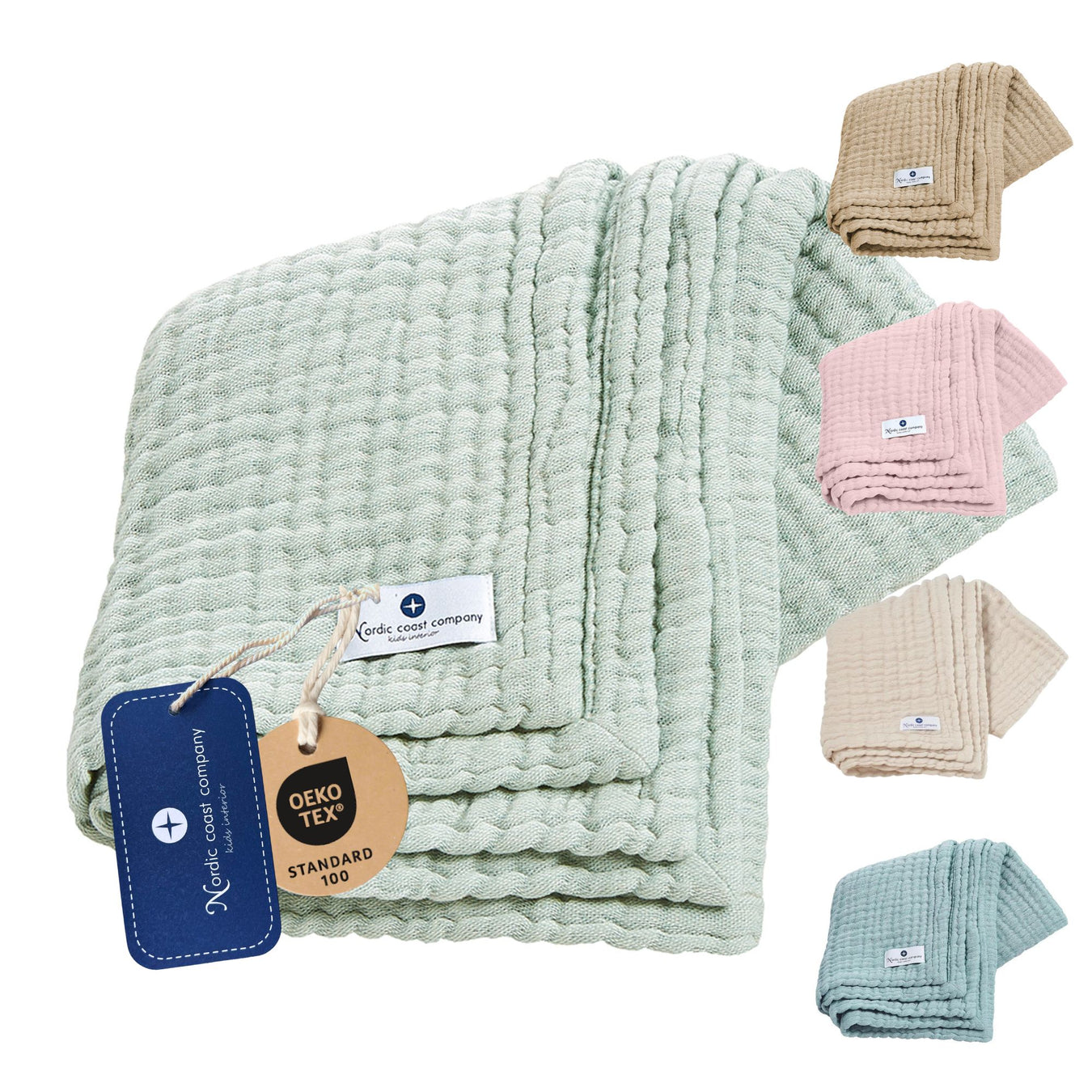 Musselin Spucktuch Mint (65 x 70 cm).