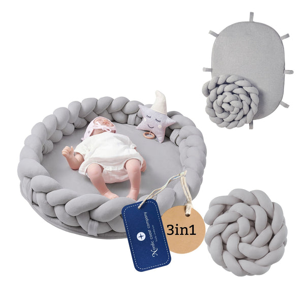 Baby Nest geflochten Grau | 100% Baumwolle | Nordic Coast Company