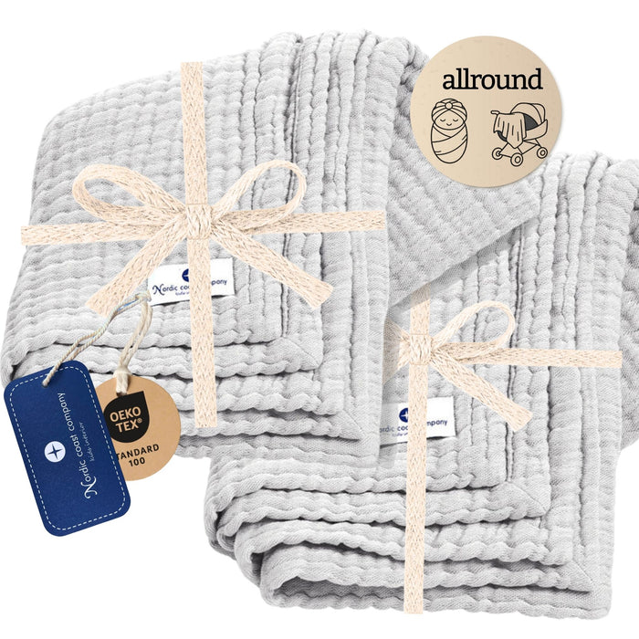 Baby Geschenkset Musselindecke Grau