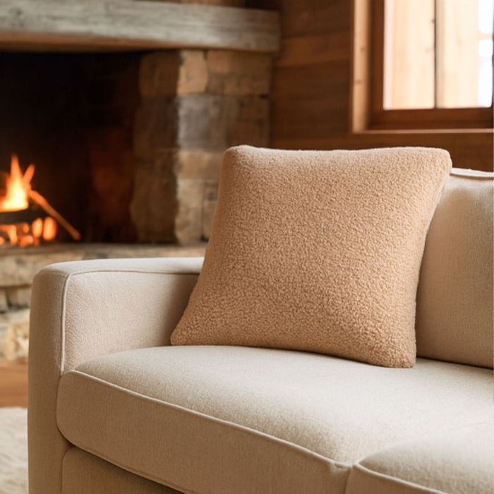 Teddy Fellkissen Beige 50x50cm.