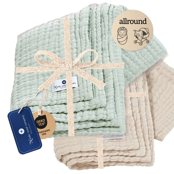 Geschenk-Set Musselindecke Mint/Natur