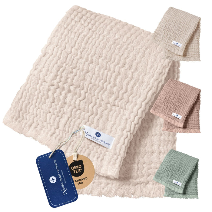 Musselin Fransendecke Puder