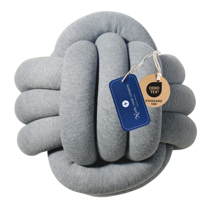 Knotenkissen Strick Grau