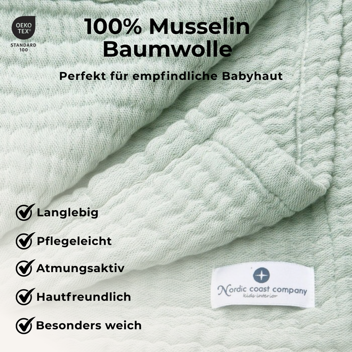 Musselin Decke Mint