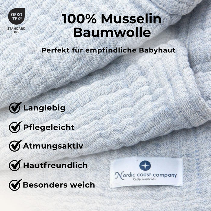 Musselin Decke Blau Large