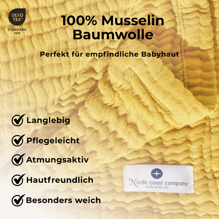 Musselin Decke Curry Gelb