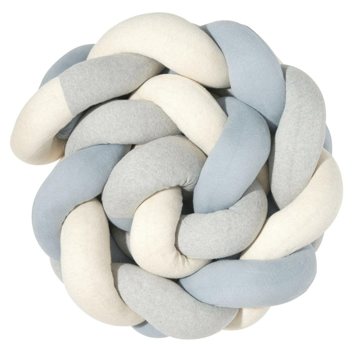 Tresse de lit en coton tricoté tricolore trio bleu clair