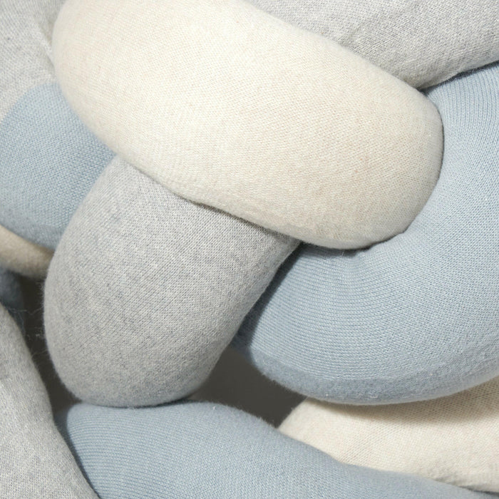Tresse de lit en coton tricoté tricolore trio bleu clair