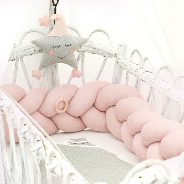 Braided bed bumper pink jersey 180cm