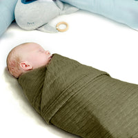 Baby Geschenk Set Musselindecke Oliv/Beige - Bild 2