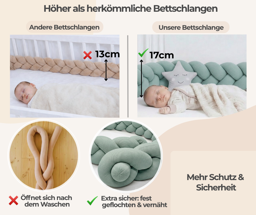 Bettschlange geflochten Soft Waffel Mint