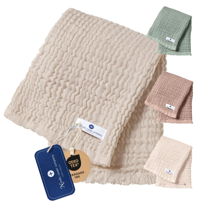 Musselin Fransendecke Beige