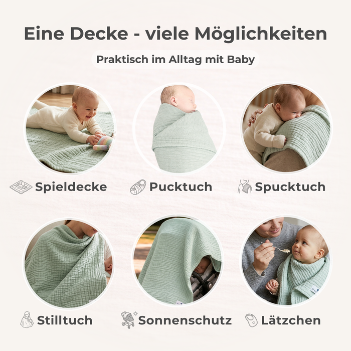 Musselin Decke Mint