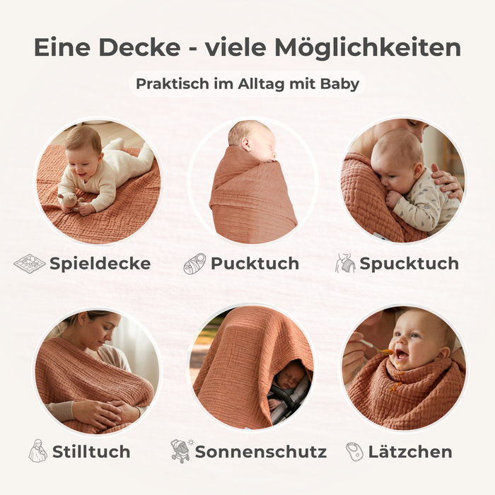 Musselin Decke Karamell
