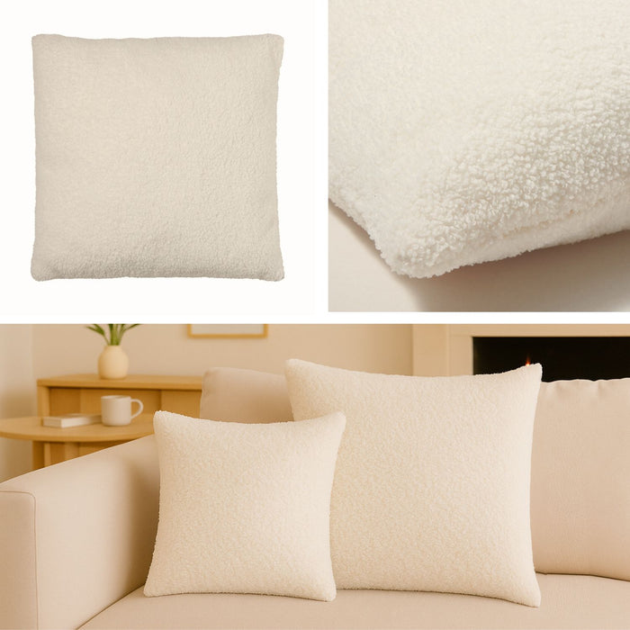 Teddykissen Bouclé Zierkissen Creme 40x40cm