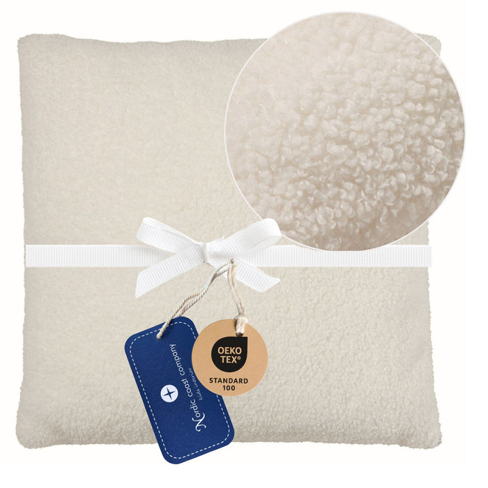 Bouclé Kissen Teddystoff Creme 50x50cm.