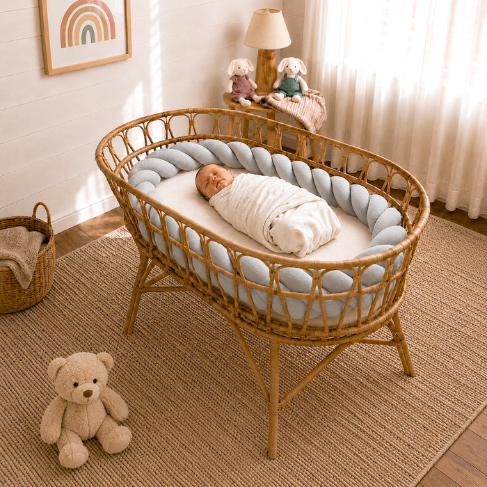 Bettschlange Twister geflochten 180 cm Grau
