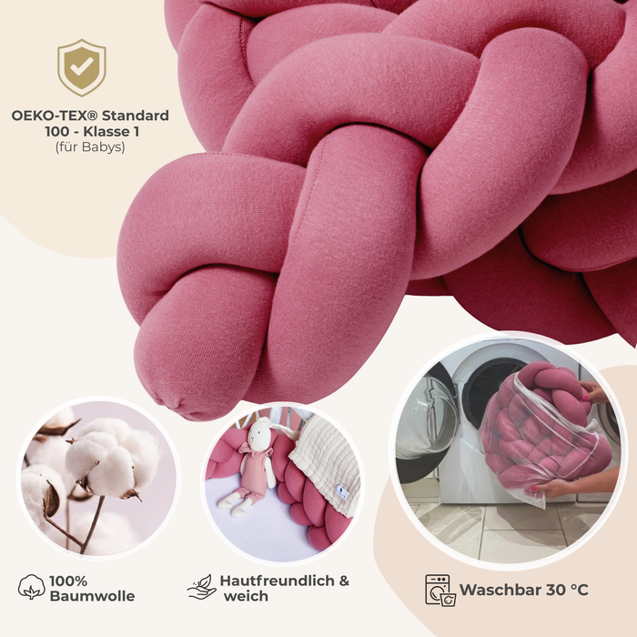 Bettschlange geflochten beere lila rosa waschbar