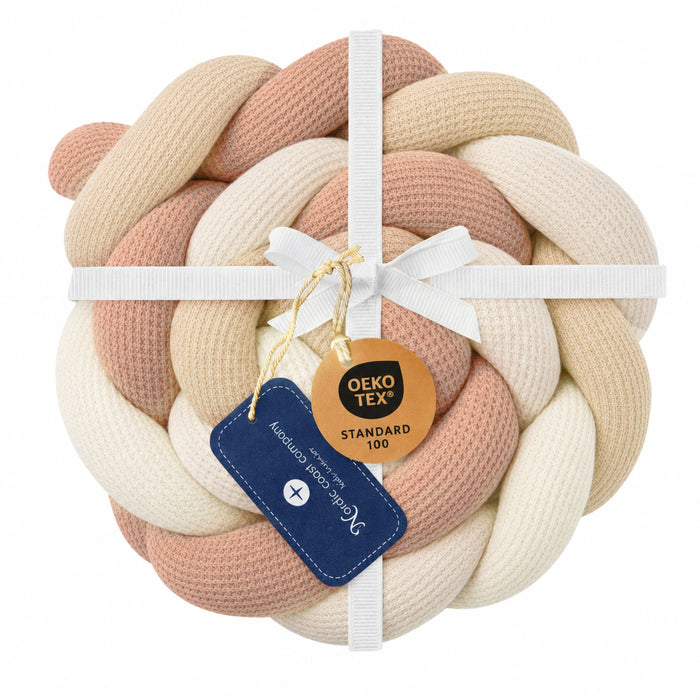 Braided bed bumper beige knit