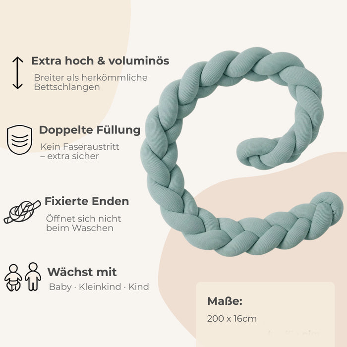 Bettschlange geflochten Soft Waffel Mint