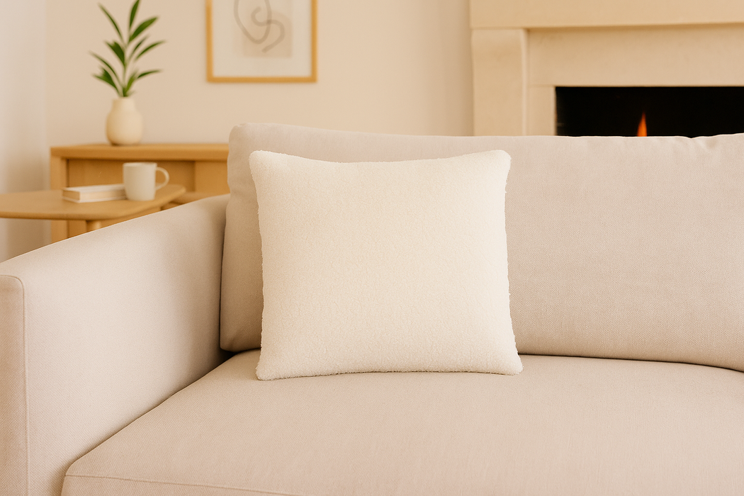 Teddykissen Bouclé Zierkissen Creme 40x40cm