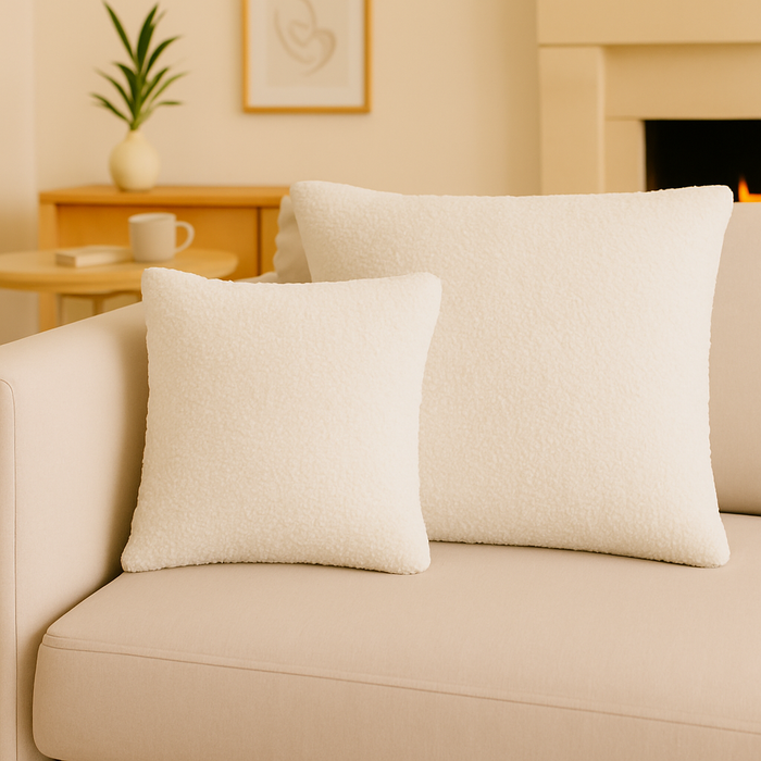 Bouclé Kissen Teddystoff Creme 50x50cm.