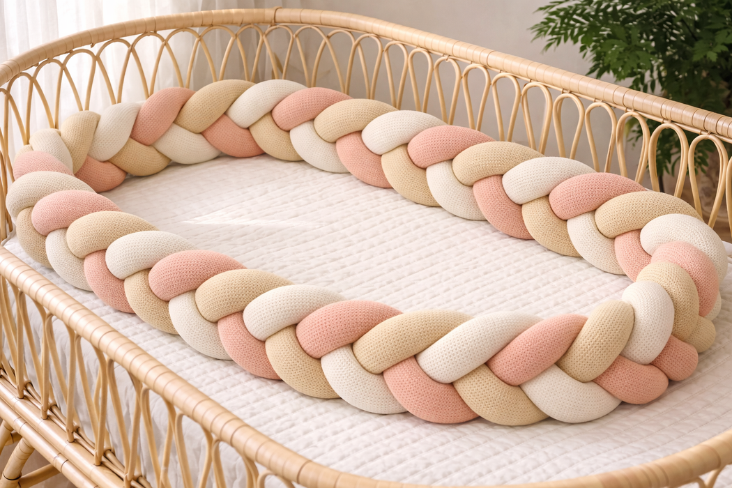 Tresse de lit en coton tricoté sable