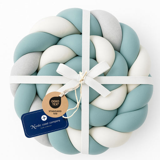 Bettschlange geflochten Jersey Trio Grau.