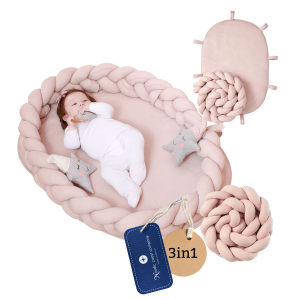 Baby Nest geflochten Rosa | Mädchen | Nordic Coast Company