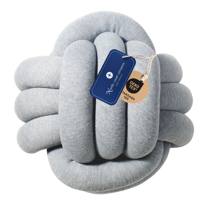 Knotenkissen Strick Hellgrau