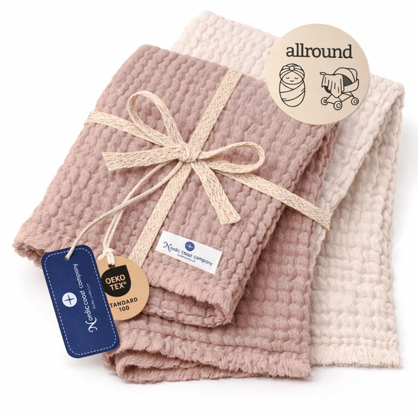 Geschenk Set Musselindecken 4 in 1 Altrosa/Puder | NordicCoast Company