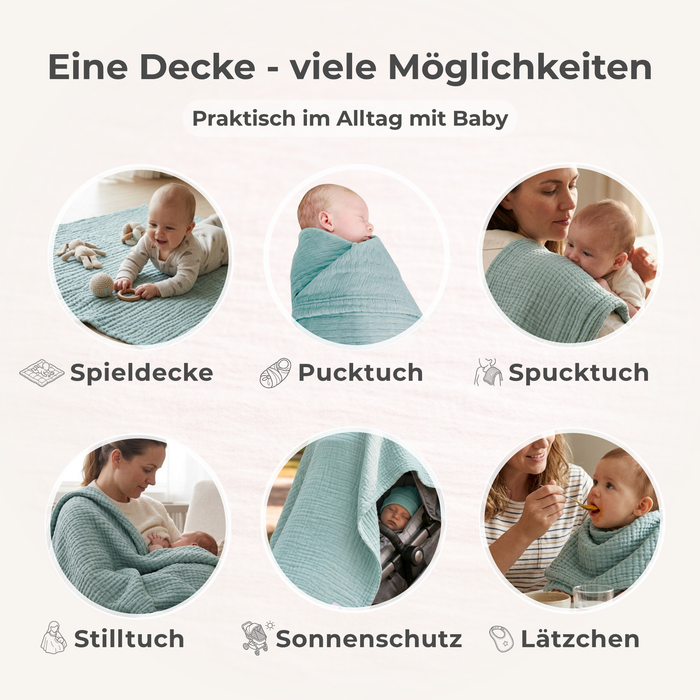 Musselin Decke Jade Grün