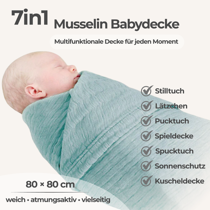 Musselin Decke Jade Grün