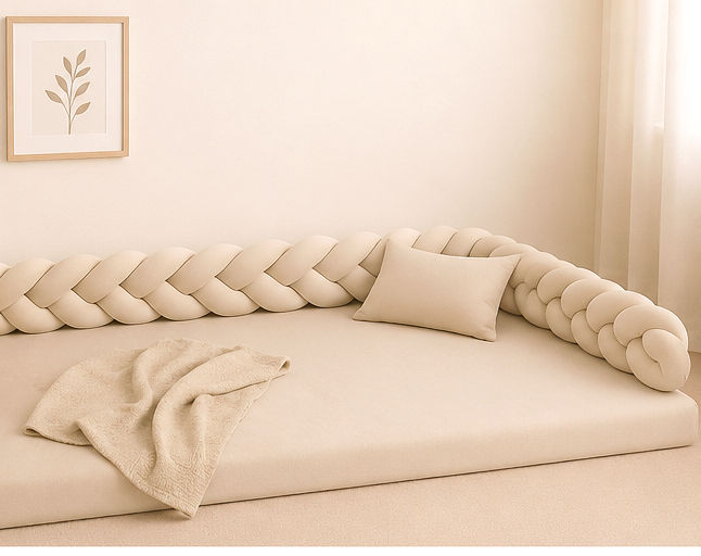 Tresse de lit en coton tricoté sable