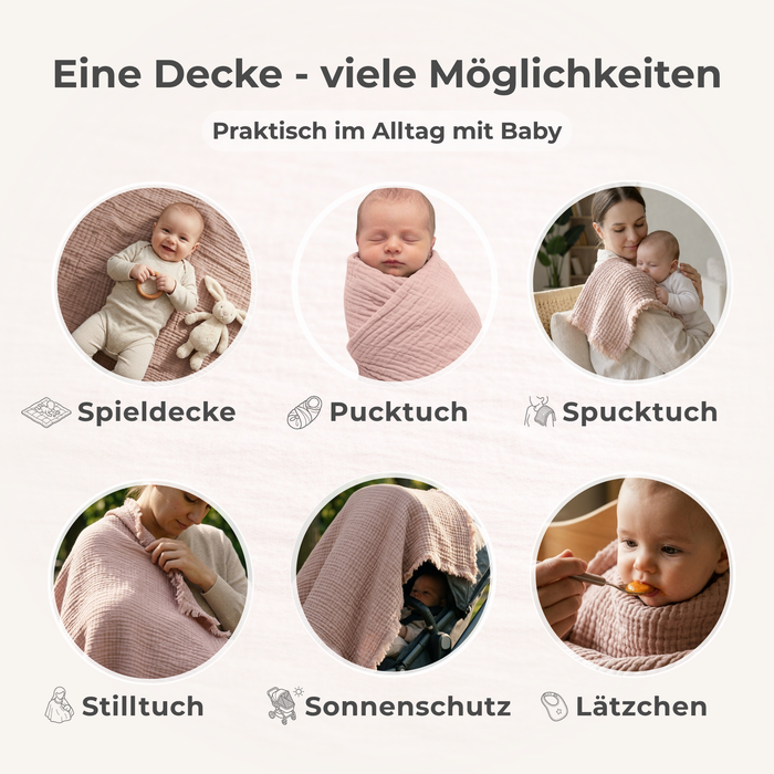 Multifunktionsdecke Musselin Baby