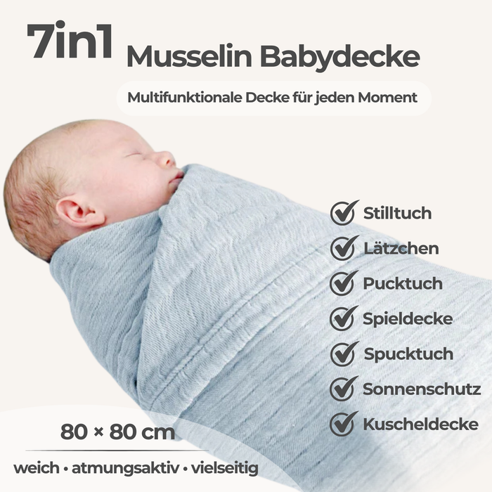 Musselin Decke Blau Large
