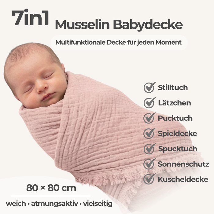Musselindecke Baby Altrosa