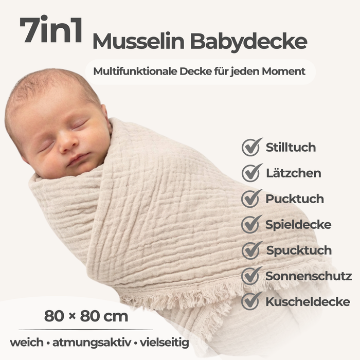 Musselindecke Baby Beige 80cm