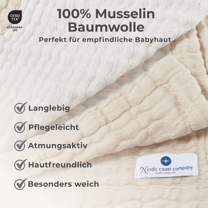 Musselindecke Baby Natur 4lagig