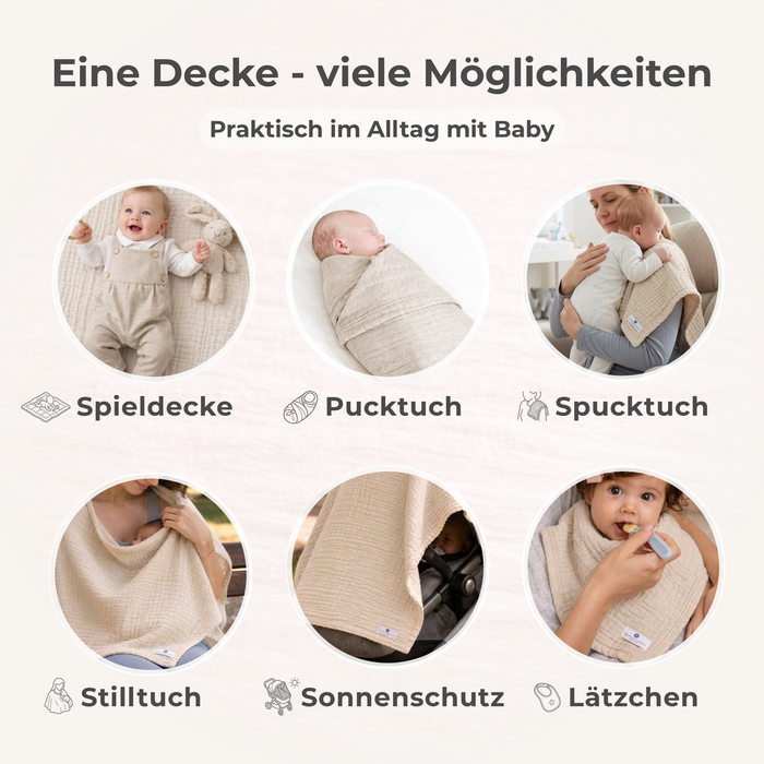 Musselindecke Baby Natur Multifunktional