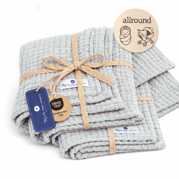 Musselindecke 2-er Set Grau