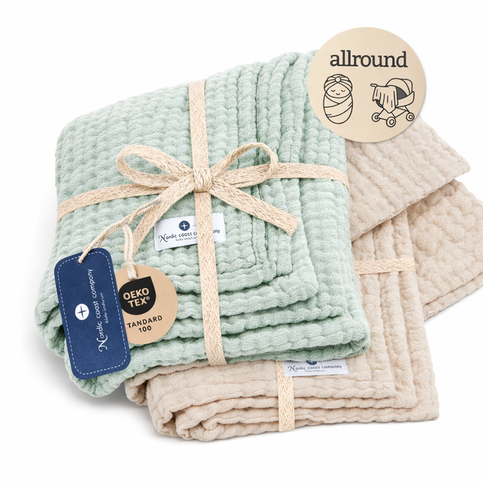 Geschenk-Set Musselindecke Mint/Natur