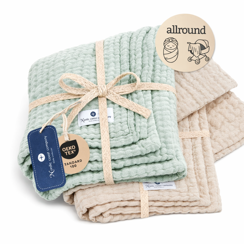Geschenk-Set Musselindecke Mint/Natur