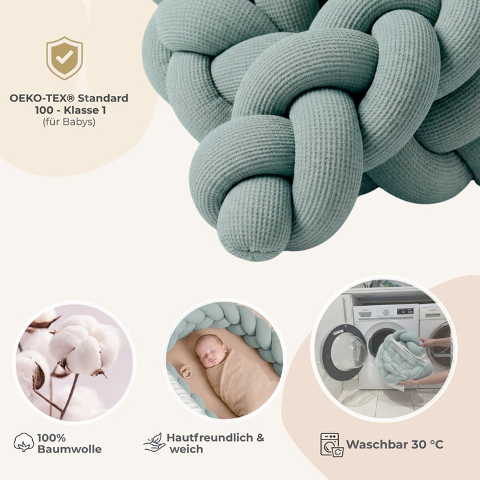 Bettschlange geflochten Soft Waffel Mint