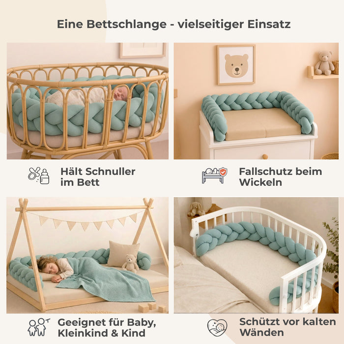 Bettschlange geflochten Soft Waffel Mint