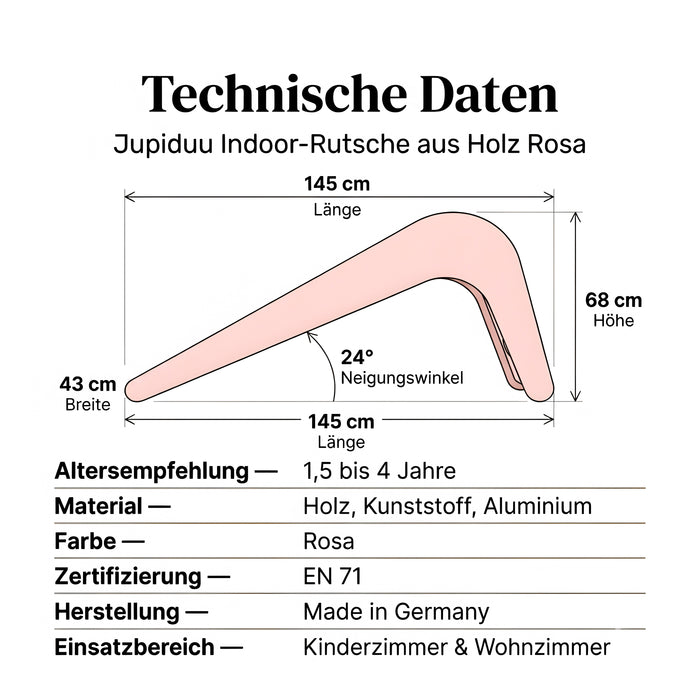 Jupiduu Indoor Holzrutsche Rosa