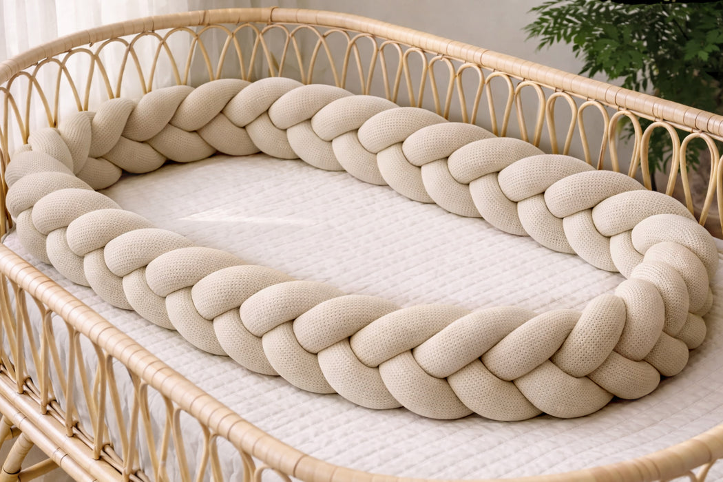 Bettschlange geflochten Soft Waffel Beige