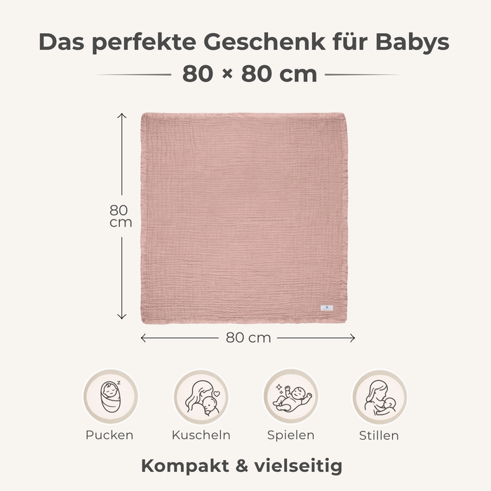 Musselindecke Baby Rosa 4 lagig atmungsaktiv
