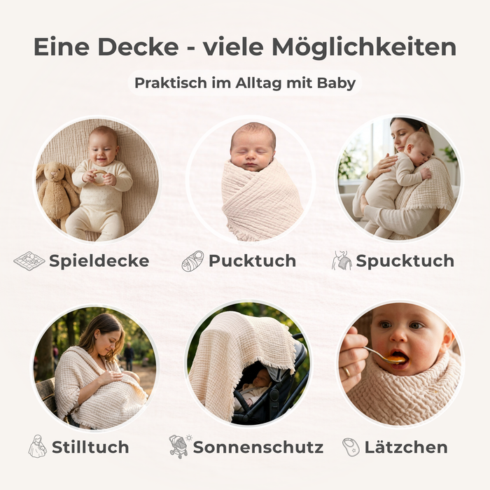 Muslin blanket fringes powder