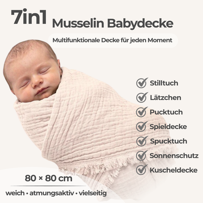 Muslin blanket fringes powder
